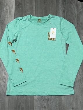 Sandal Life Florida Keys woman’s long sleeve shirt / Teal/ Size L. NWT